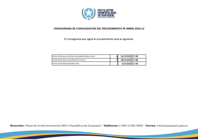 Cronograma Convalidación PE-MIMG 2024 | PDF