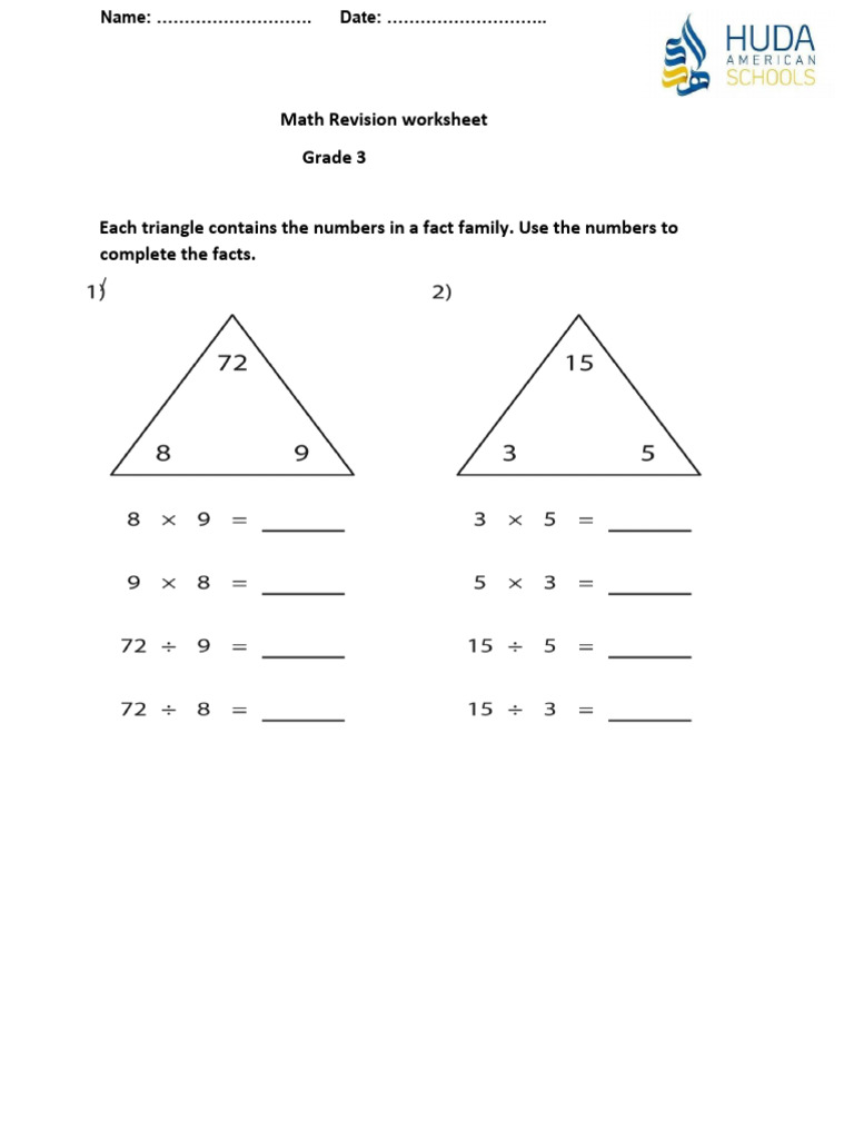 Grade 3 Math Revision Worksheet | PDF