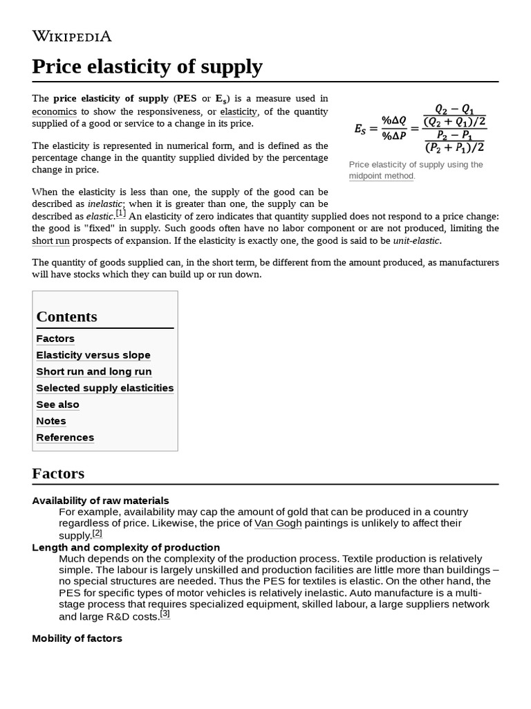 Understanding Price Elasticity of Supply | PDF | Elasticity (Economics ...