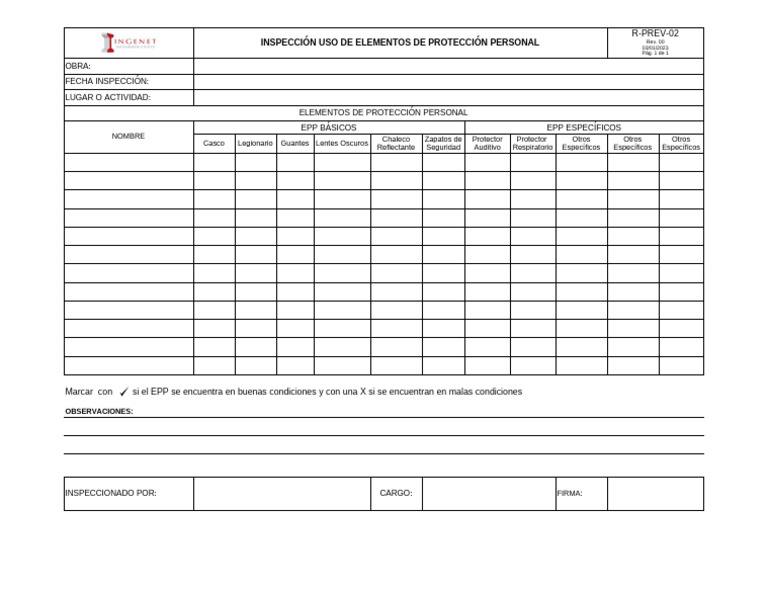 Inspección de EPP en Obras | PDF