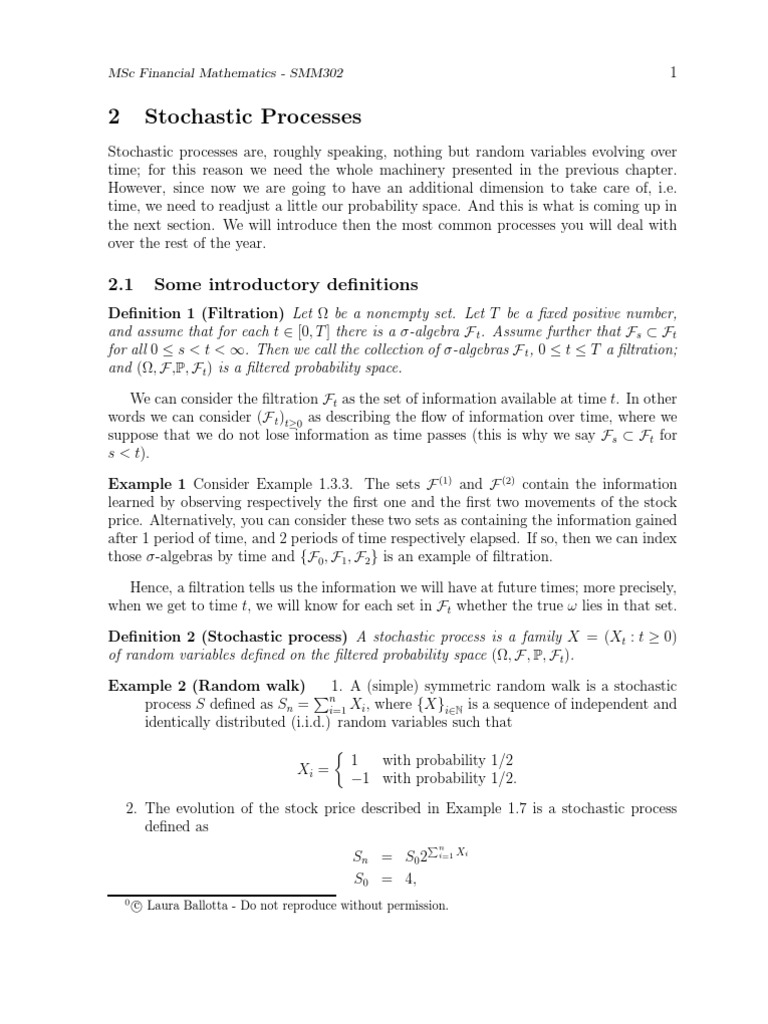 Stochastic Processes Overview | PDF | Stochastic Process | Markov Chain