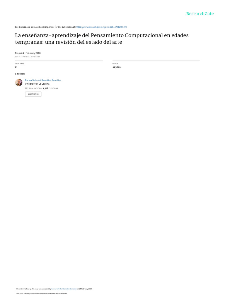 Pensamiento Computacional en Educación Infantil | PDF | Pensamiento ...