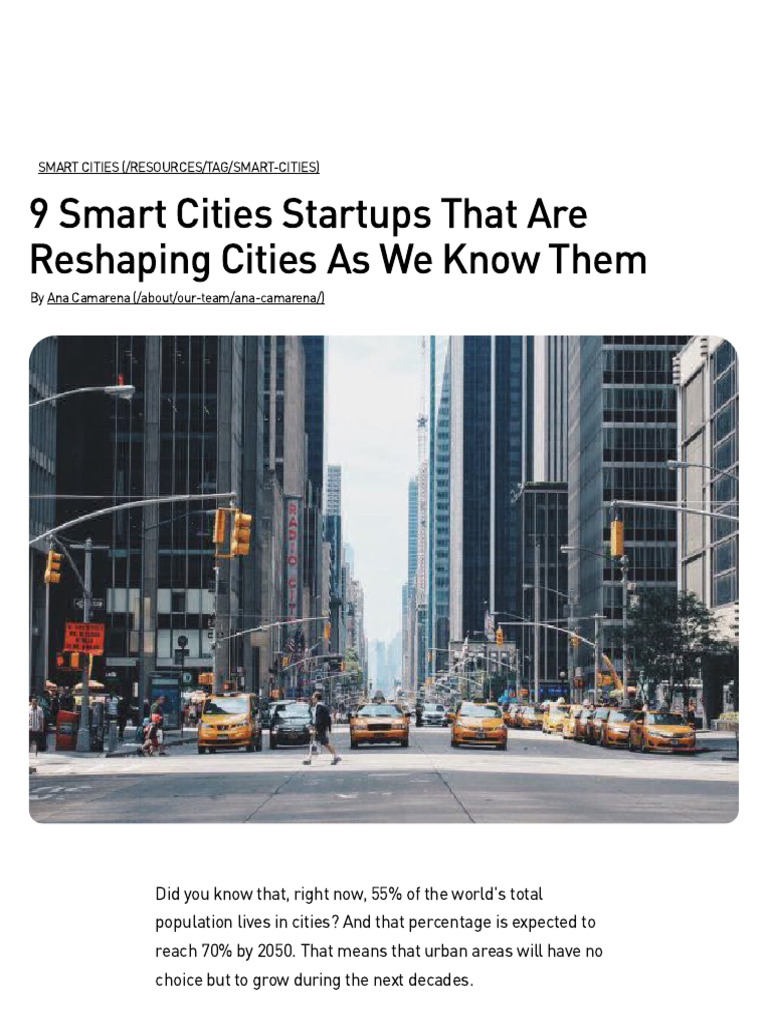 9 Startups Transforming Smart Cities | PDF | Electric Vehicle | Startup ...
