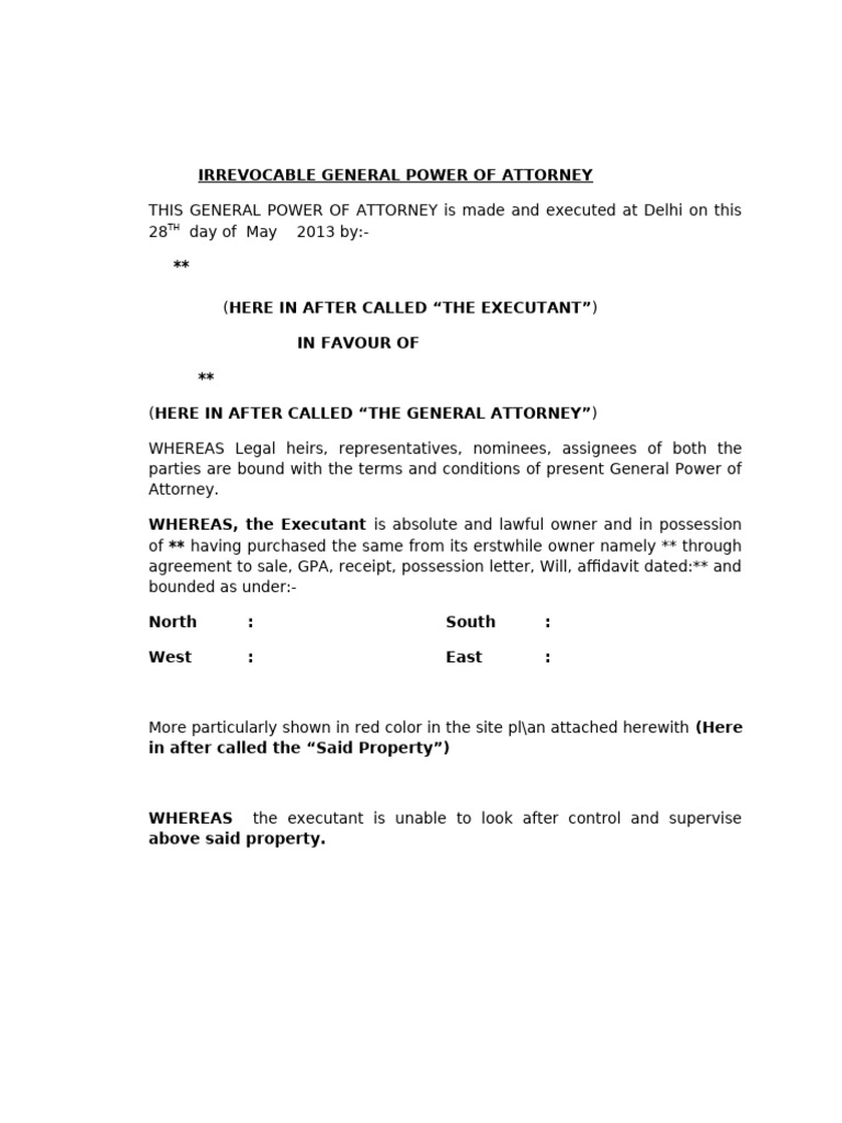 Irrevocable General Power of Attorney | PDF | Affidavit | Notary Public