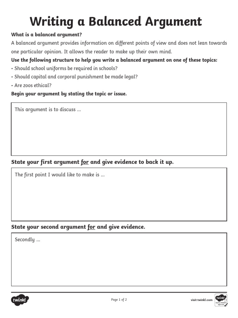 Writing a Balanced Argument Guide | PDF