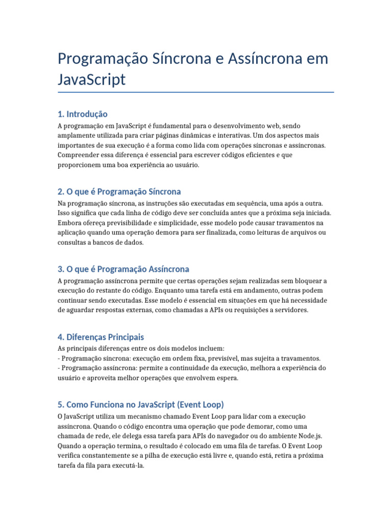 Programação Assíncrona em JavaScript | PDF | Script Java | Programação ...