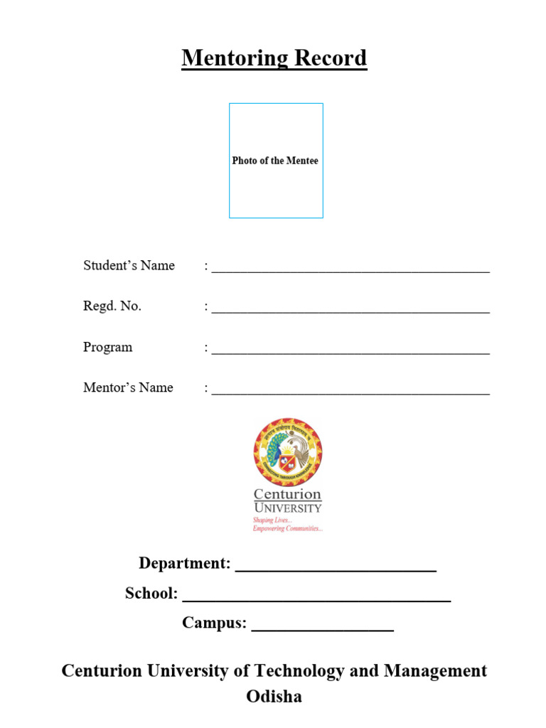 Mentoring Record for Students at Centurion University | PDF | Mentorship
