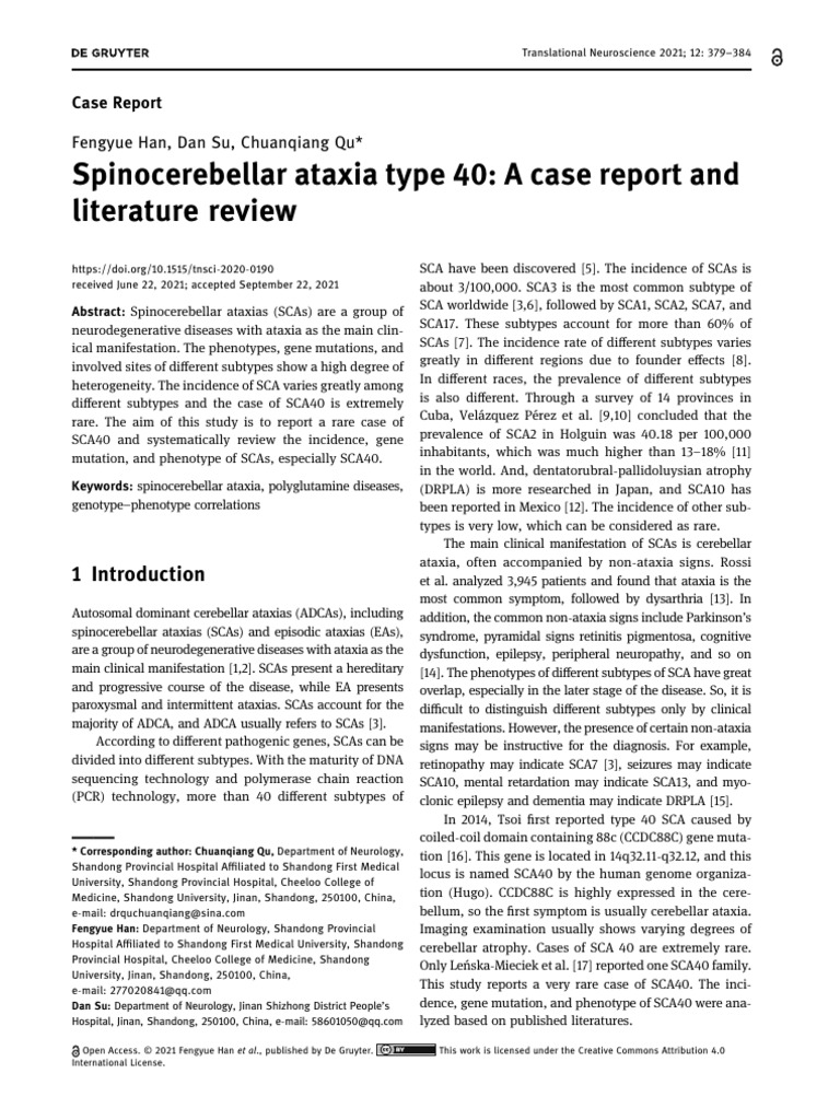 Rare Case of Spinocerebellar Ataxia 40 | PDF | Nervous System | Human ...