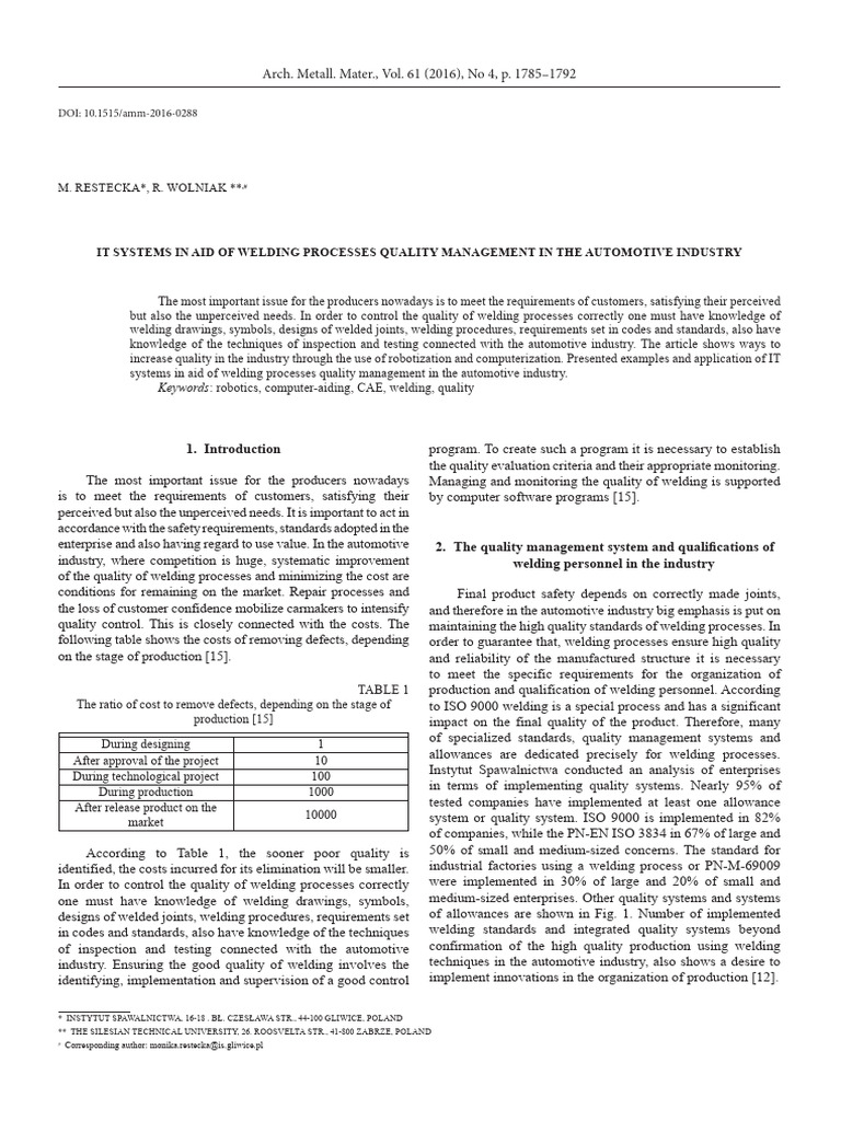 IT Systems for Welding Quality in Automotive | PDF | Simulation ...