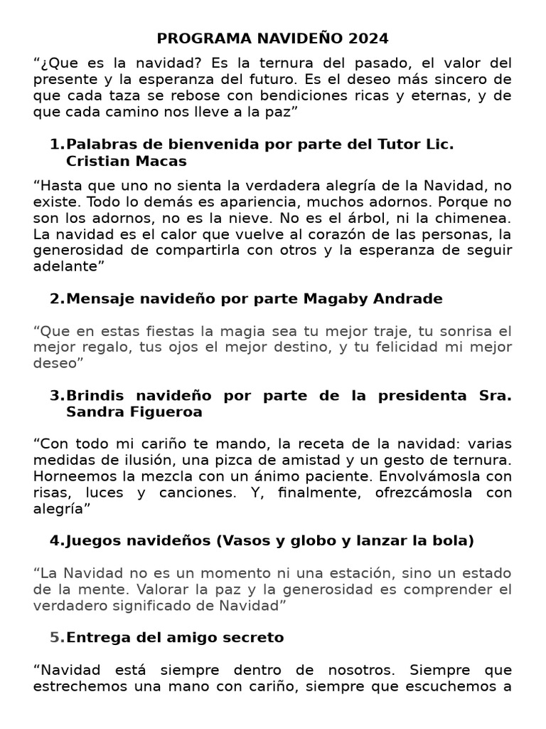 Programa Navideño 2024: Celebración y Valores | PDF | Navidad