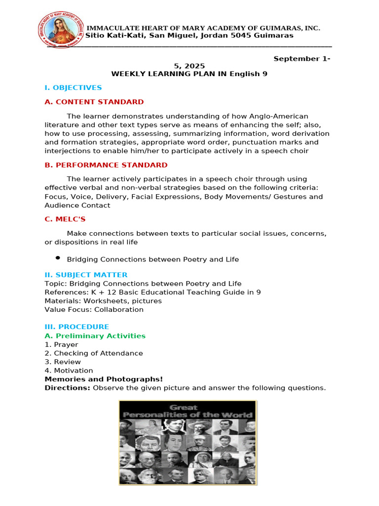 Poetry and Life: Grade 9 Lesson Plan | PDF | Poetry | Human Communication