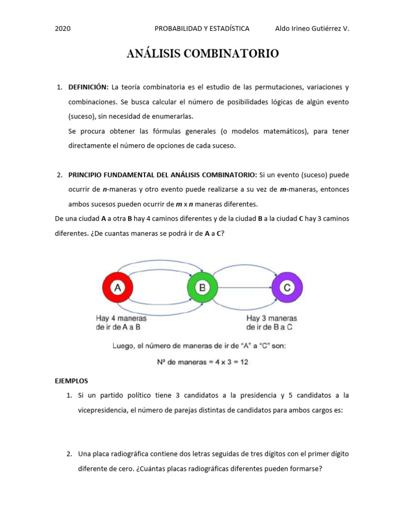 Análisis Combinatorio en Probabilidad | PDF | Combinatoria | Permutación