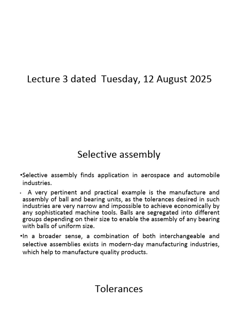 Selective Assembly and Tolerances Explained | PDF | Engineering ...
