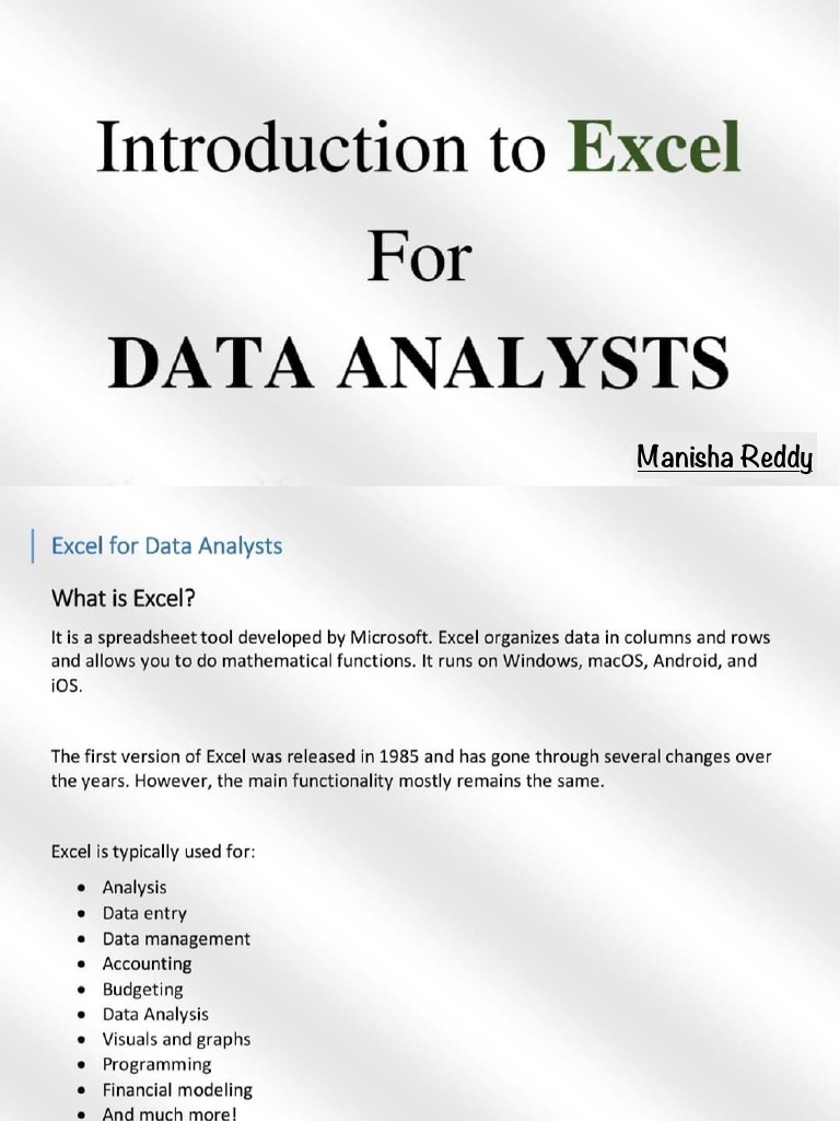 Excel For Data Analytics 1702581803 | PDF