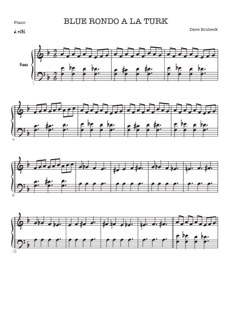 Partition Piano : Blue Rondo à la Turk | PDF | le jazz