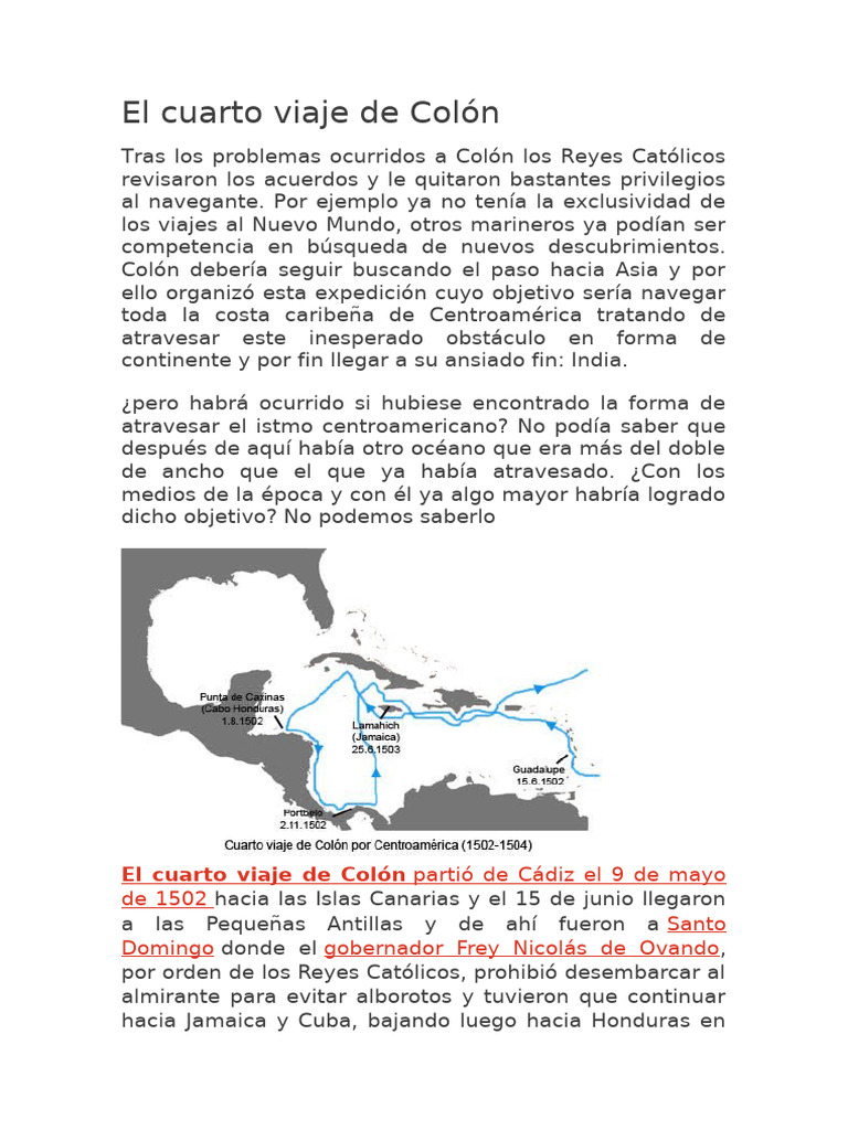 El Cuarto Viaje de Colón | PDF | Cristobal colon | Edad del descubrimiento