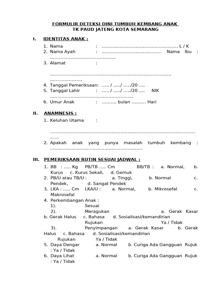 Format Ddtk Paud Jateng Semarang Pdf