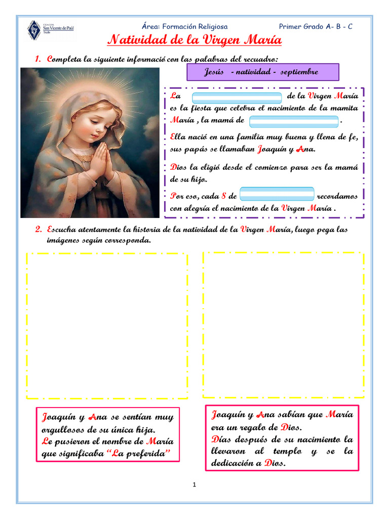 Ficha 16natividad de La Virgen Maria 1 | PDF