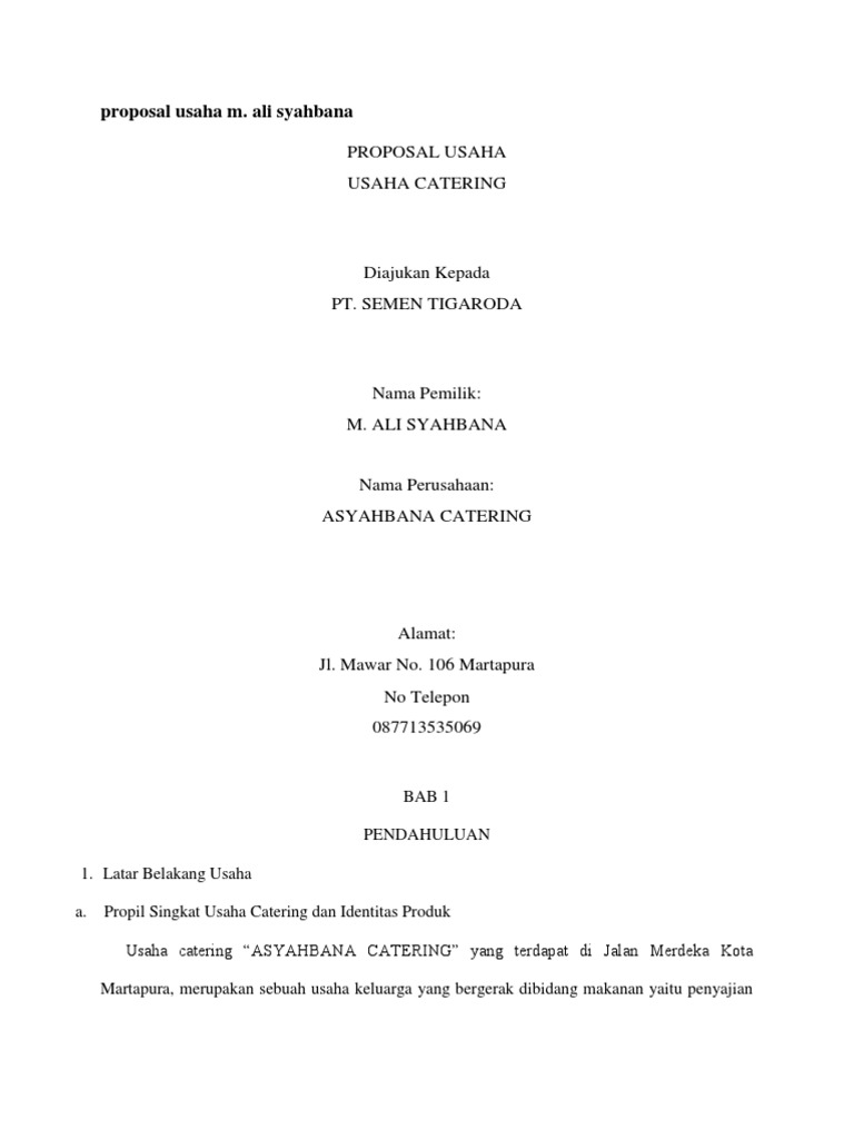 Proposal Usaha Katering