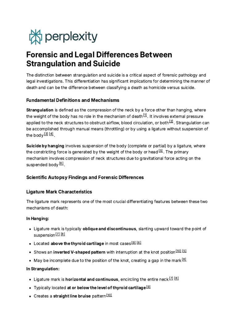 Strangulation vs. Suicide: Forensic Insights | PDF | Autopsy | Forensic ...