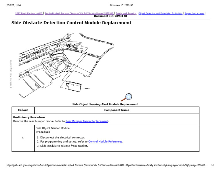 Side Object Sensor Module Repair Guide | PDF