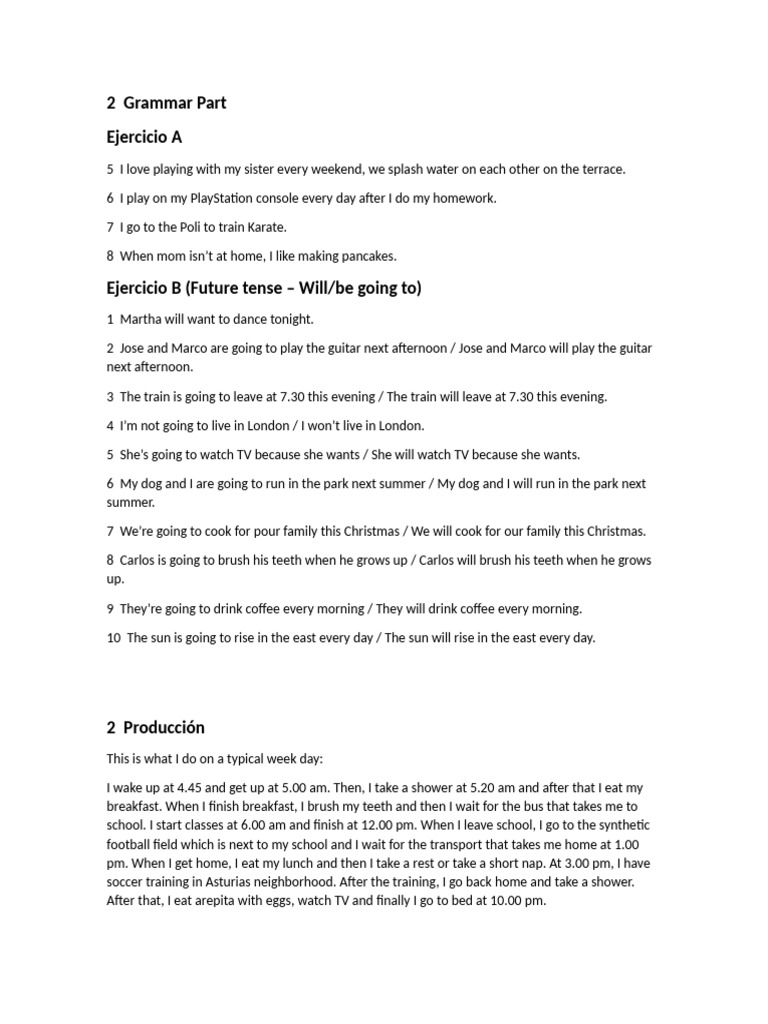 Daily Routine and Future Tense Exercises | PDF