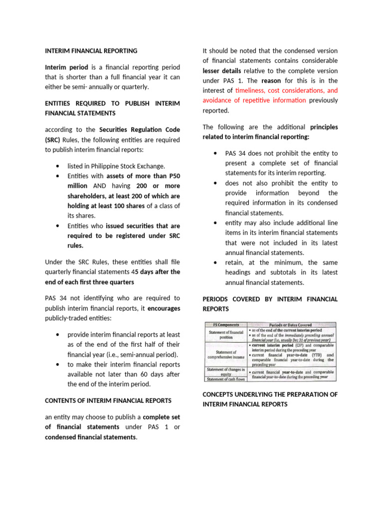 Interim Financial Reporting Guidelines | PDF | Fair Value | Historical Cost