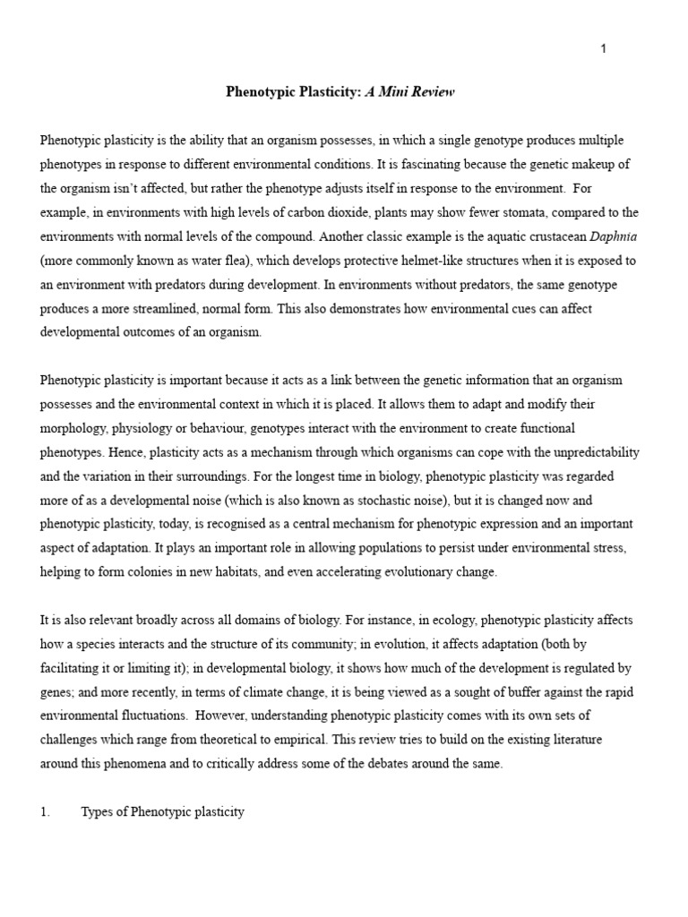Understanding Phenotypic Plasticity | PDF | Phenotype | Evolution