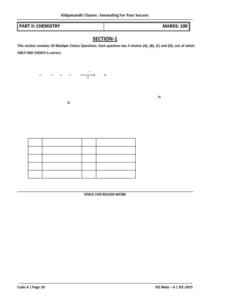 JEE Main 2025 Chemistry Practice Questions | PDF | Chemistry | Chemical ...