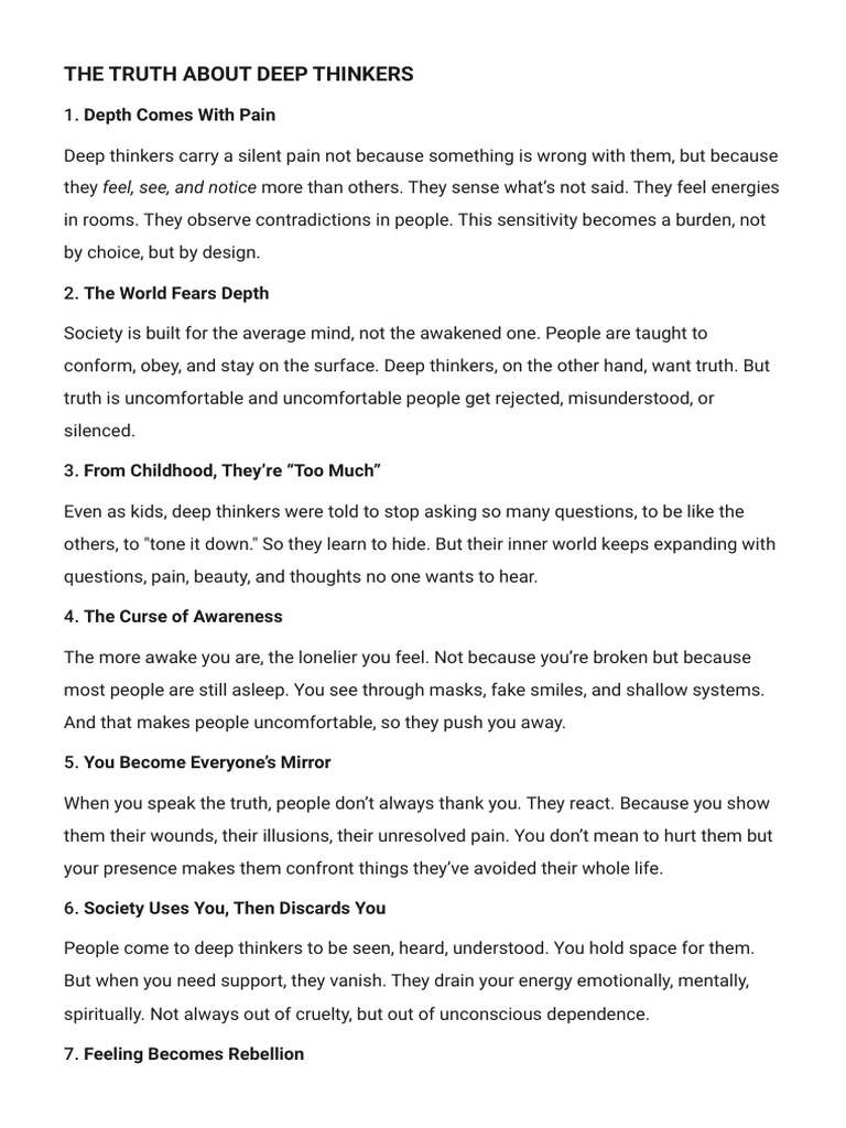 Understanding Deep Thinkers' Struggles | PDF