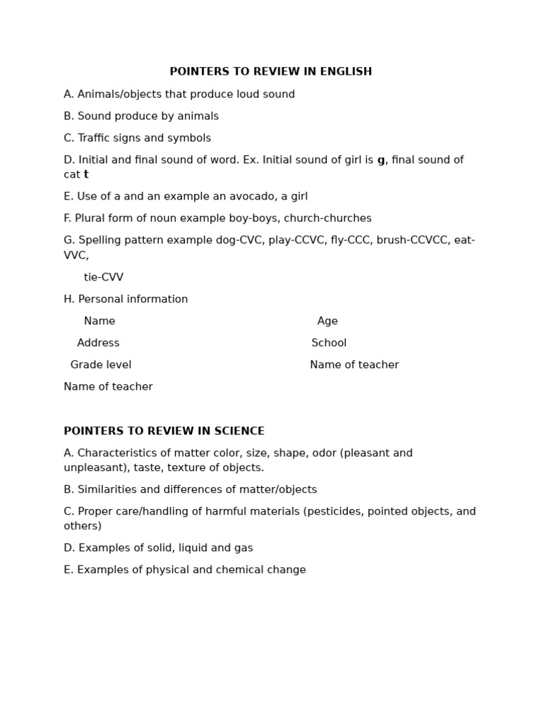 Pointers To Review in English | PDF