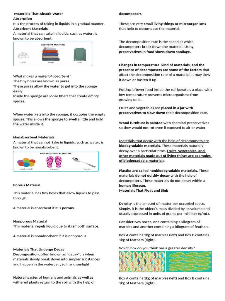 Understanding Absorbent and Nonabsorbent Materials | PDF ...
