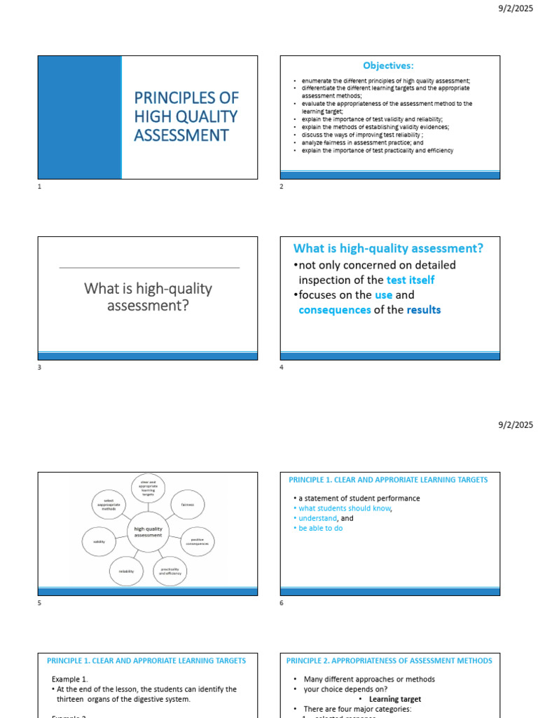 Lesson 2 Principles of High Quality Assessment | PDF | Educational ...