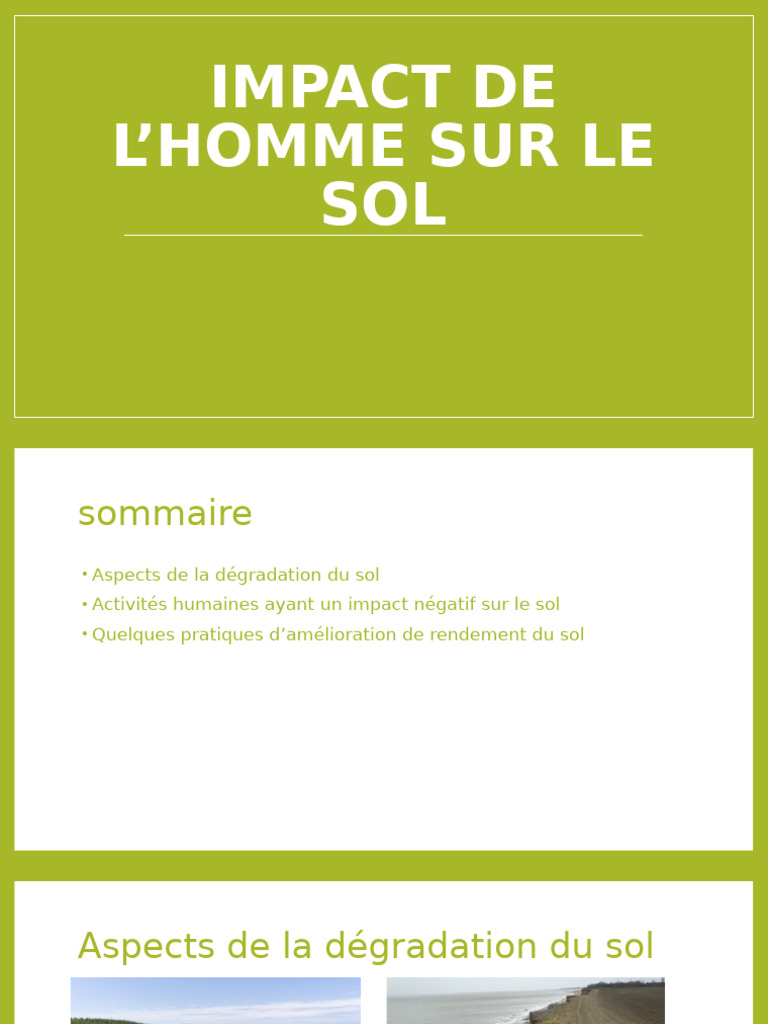 Impact humain sur la dégradation du sol | PDF | Sol (pédologie ...