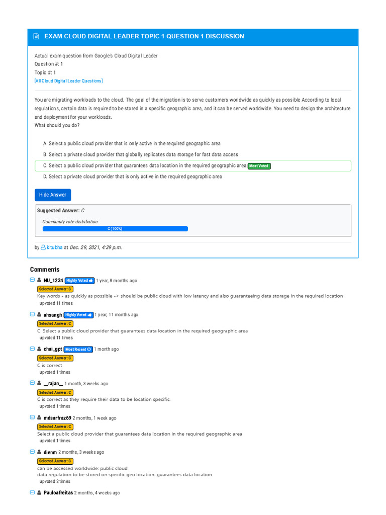 Google Cloud Digital Leader Exam Questions | PDF | Cloud Computing ...