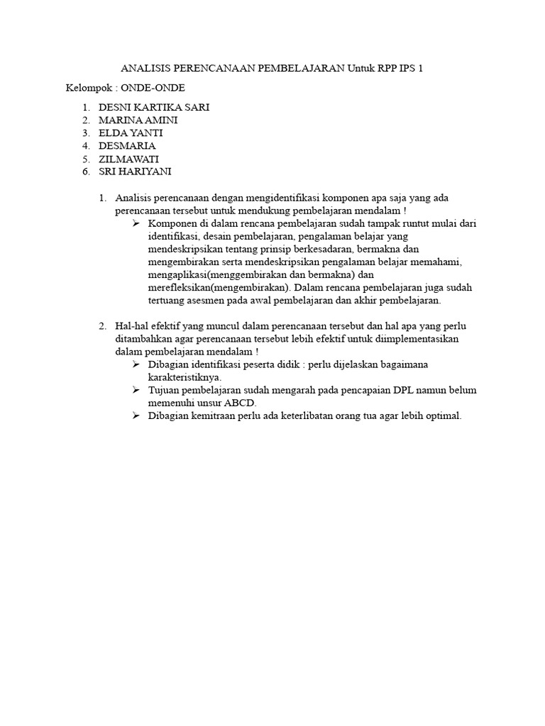 Modul 5 KP 2 Analisis Perencanaan Pembelajaran Untuk RPP Ips 1 | PDF