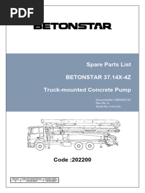 Betonstar 37.14X-4Z Spare Parts List | PDF | Pump | Piston