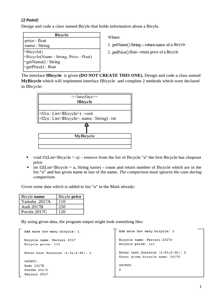 Bicycle Class Implementation Guide | PDF