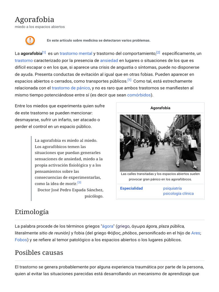 Agorafobia - Wikipedia, La Enciclopedia Libre | PDF | Agorafobia ...