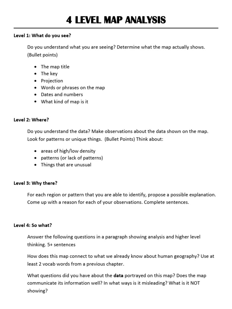 Four-Level Map Analysis in Geography | PDF