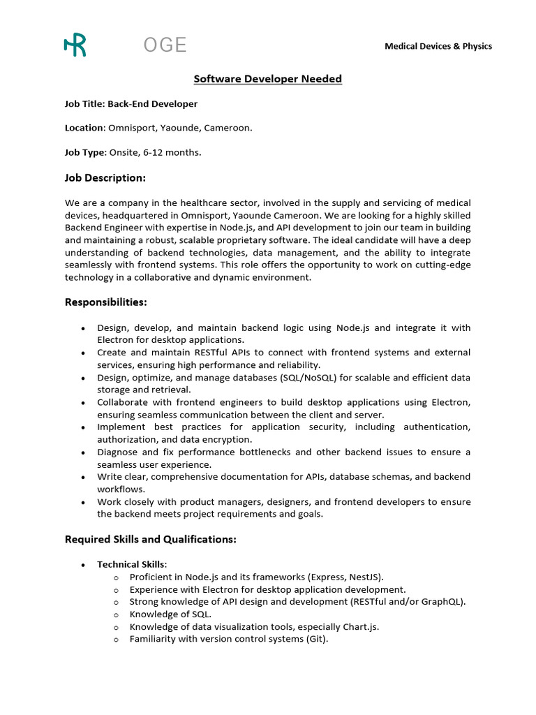 Back-End Developer Needed | PDF | Software Development | Databases