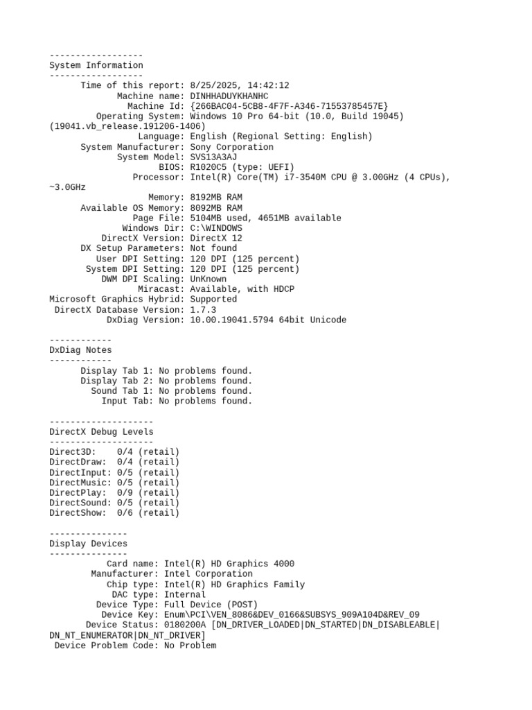 Intel HD Graphics 4000 Report | PDF | Computer Science | Ibm Pc Compatibles