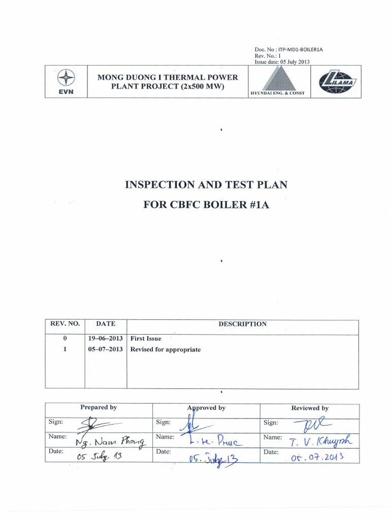 Inspection and Test Plan for CFBC Boiler | PDF | Nondestructive Testing ...