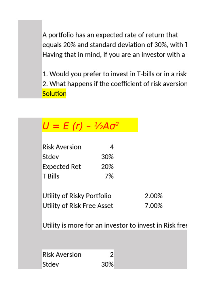 Risk Aversion and Portfolio Preferences | PDF | Risk Aversion | Risk