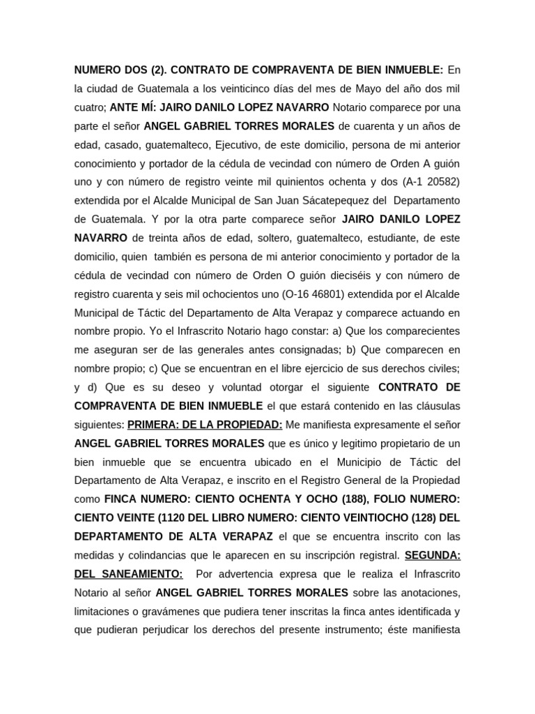 Contrato de Compraventa Inmueble Guatemala | PDF