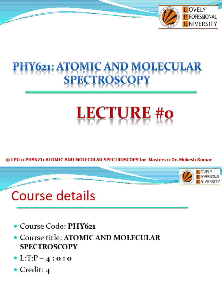 Atomic and Molecular Spectroscopy Course | PDF | Spectroscopy ...