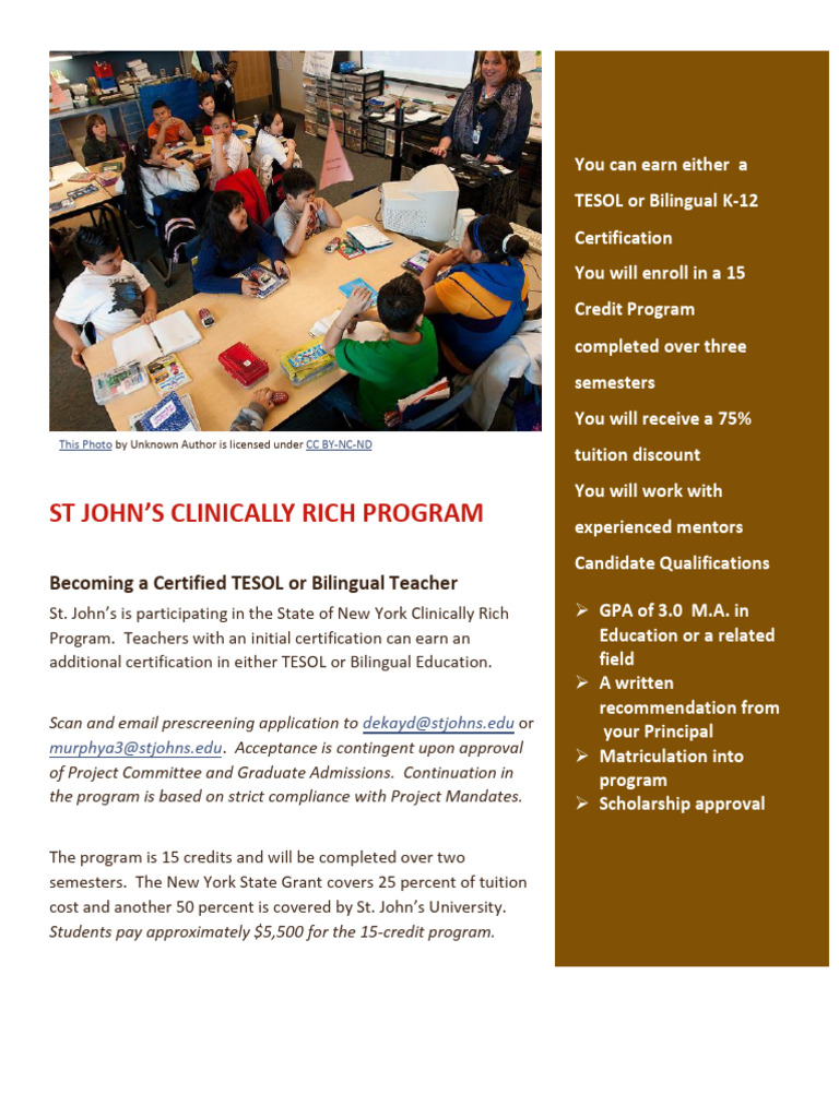 TESOL & Bilingual Teacher Certification Program | PDF | English As A ...
