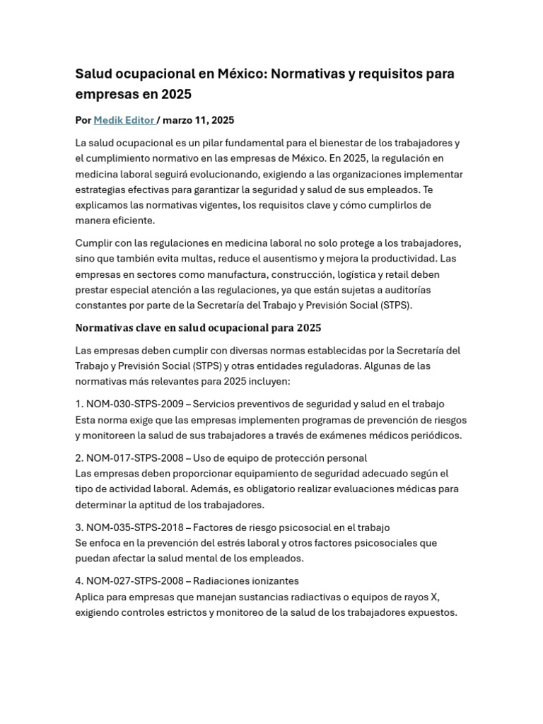 Normativas de Salud Ocupacional 2025 | PDF | Seguridad y salud ...