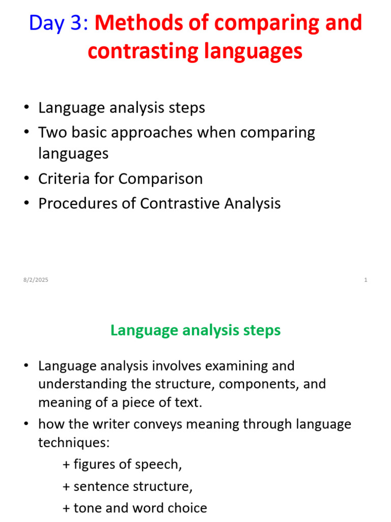 Comparing and Contrasting Languages | PDF | Linguistics | Word