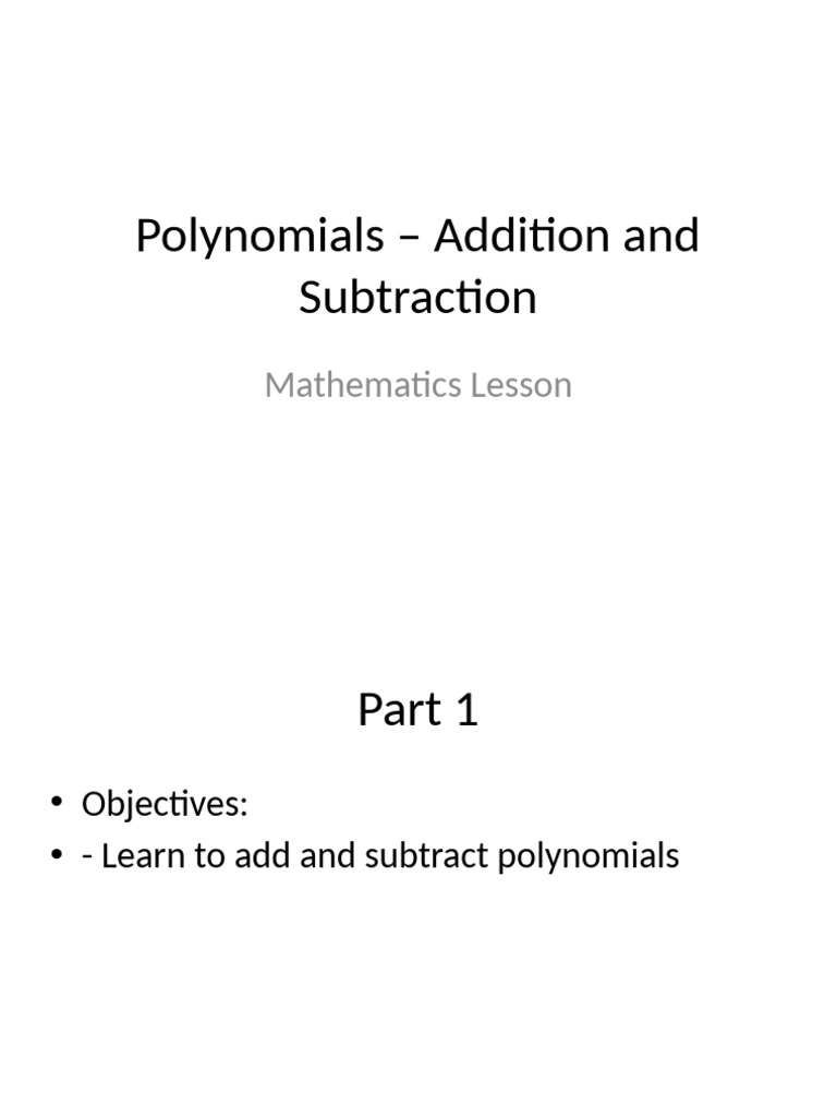 Adding and Subtracting Polynomials Guide | PDF